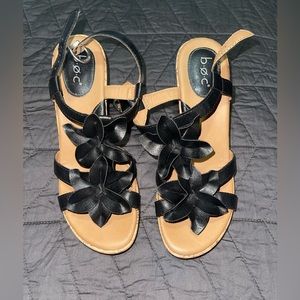 BOC Black Floral Wedges